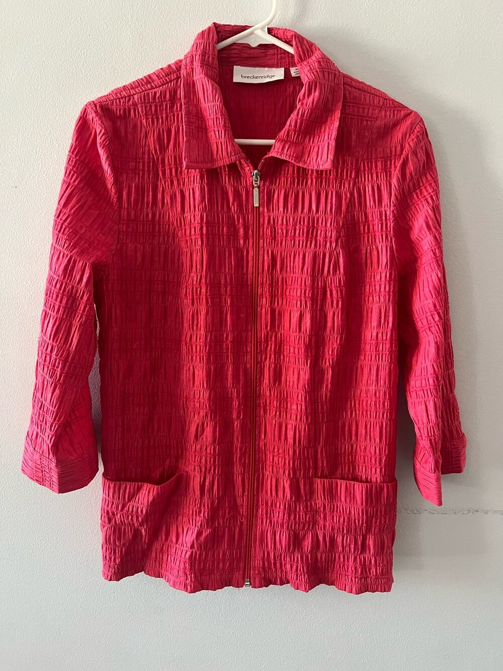 Breckenridge Jacket Women’s Medium Pink Textured Full Zip Coastal Grandma